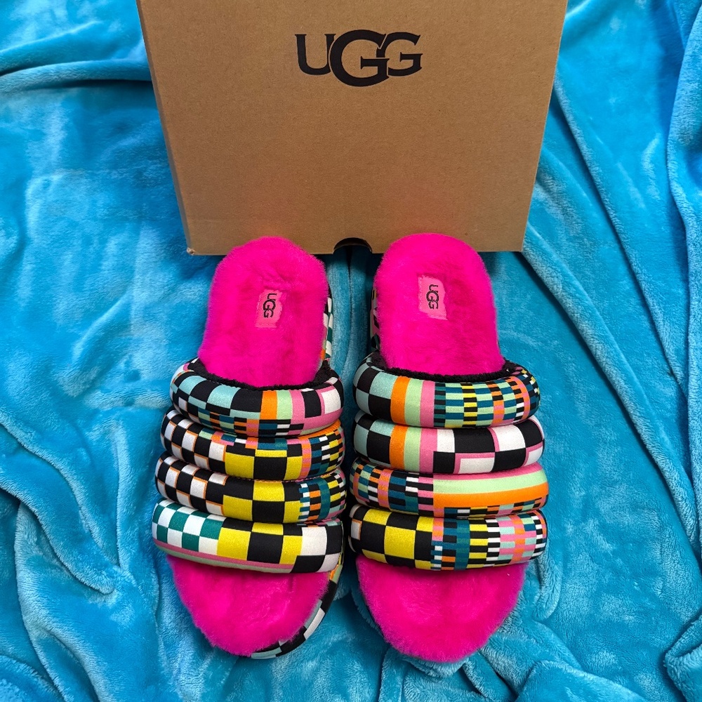 UGG W MAXI CHECKS SLUDE